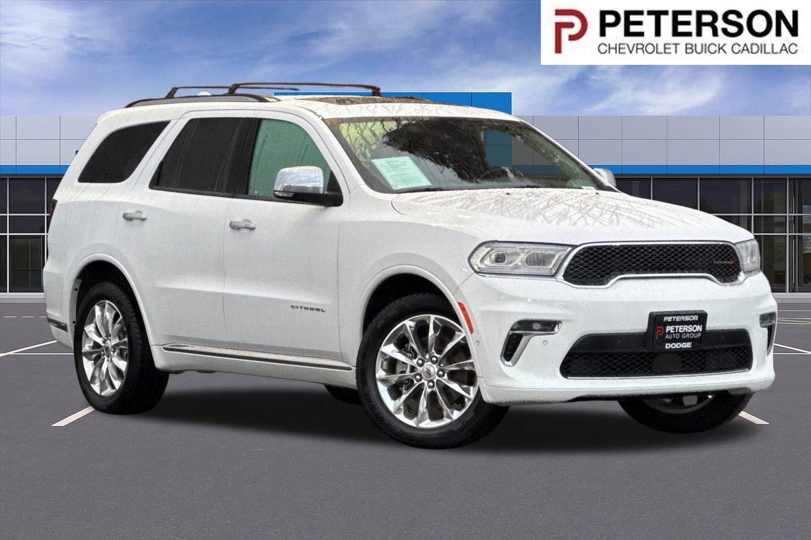 2021 Dodge Durango Citadel in White — front three-quarter view