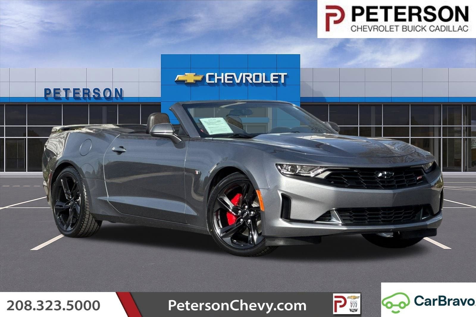 2021 Chevrolet Camaro 1LT in Satin Steel Gray Metallic — front three-quarter view