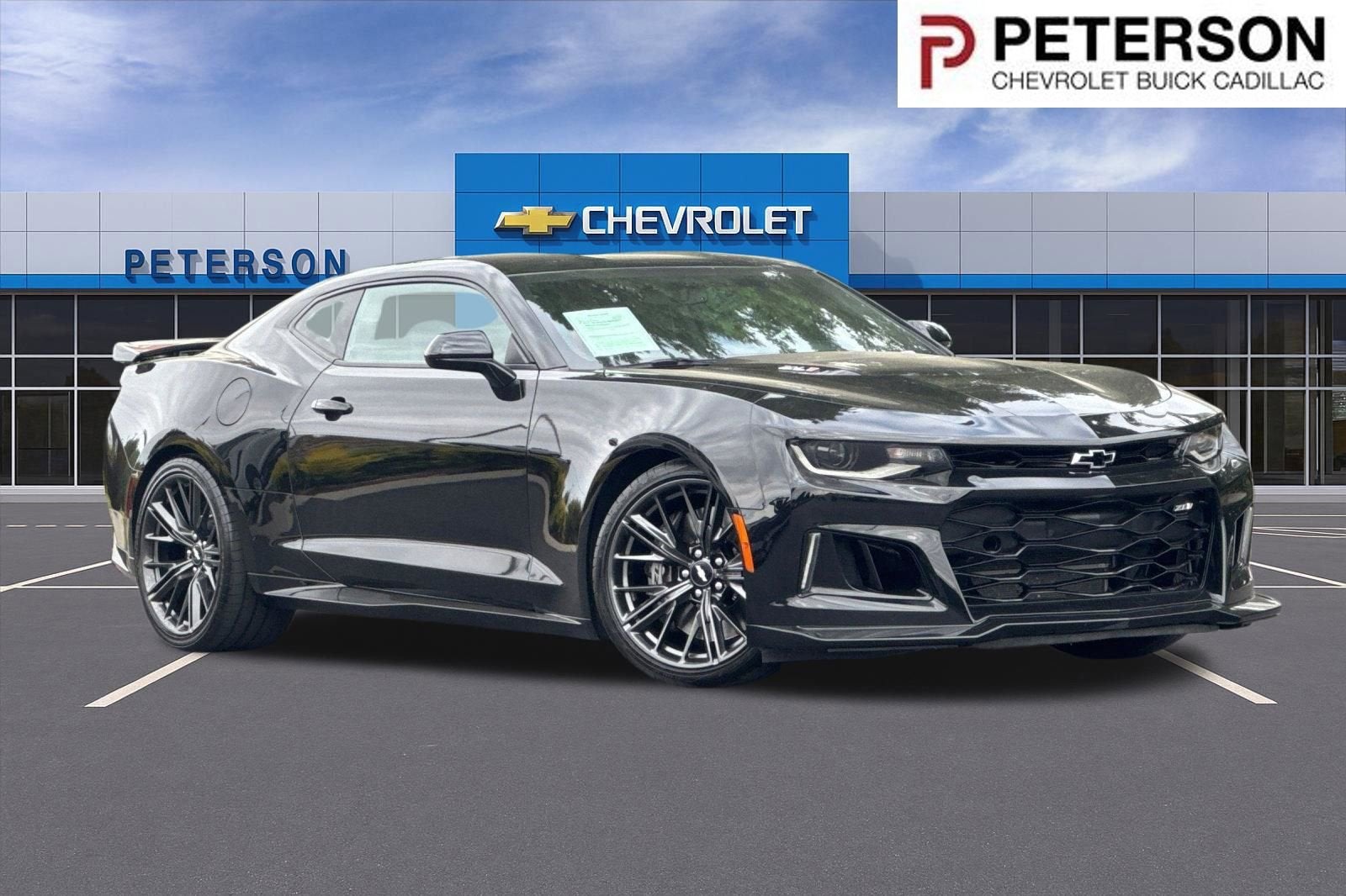 2018 Chevrolet Camaro ZL1 in Mosaic Black Metallic — front three-quarter view