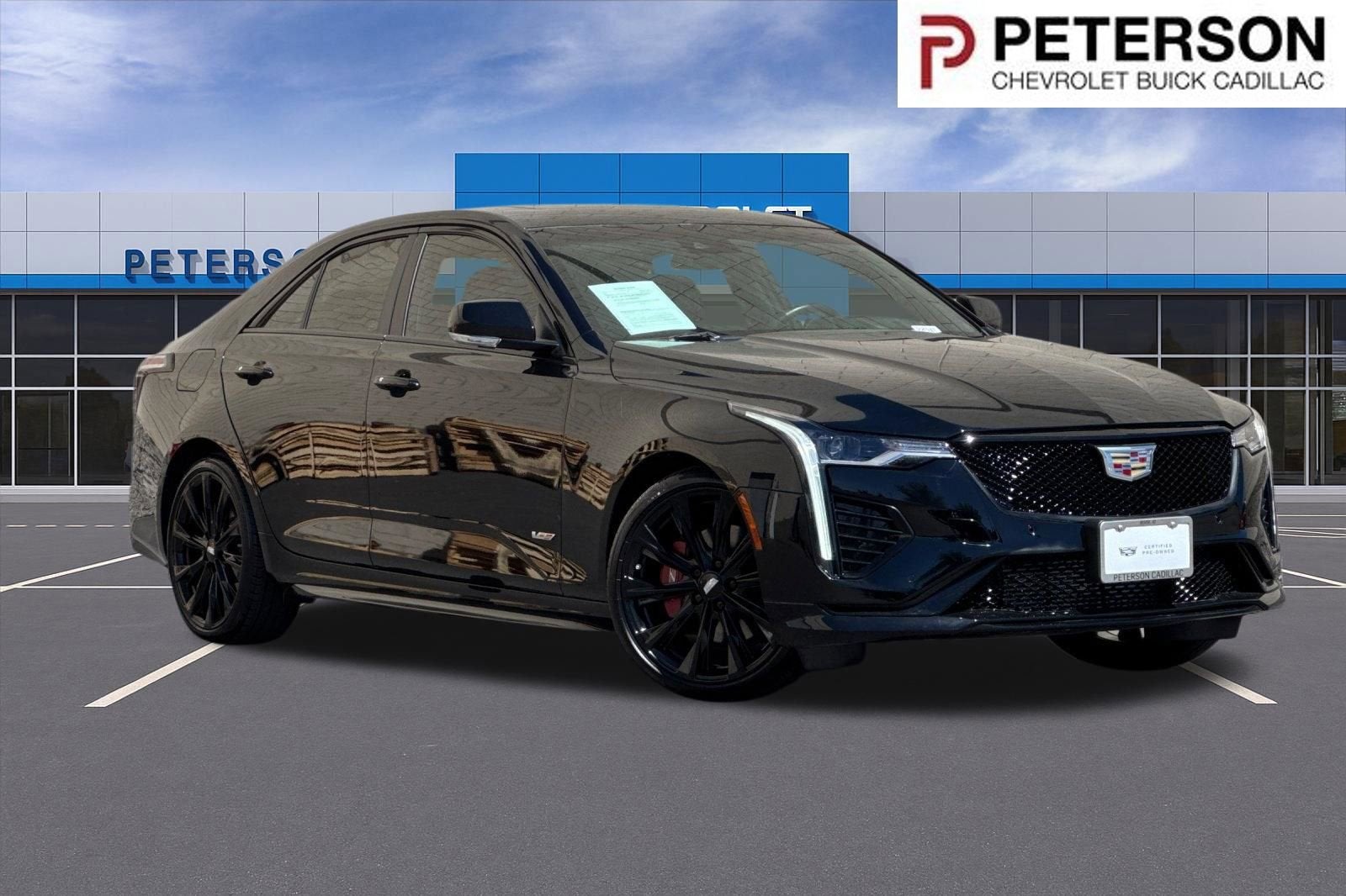2024 Cadillac CT4-V V-Series in Black Raven — front three-quarter view