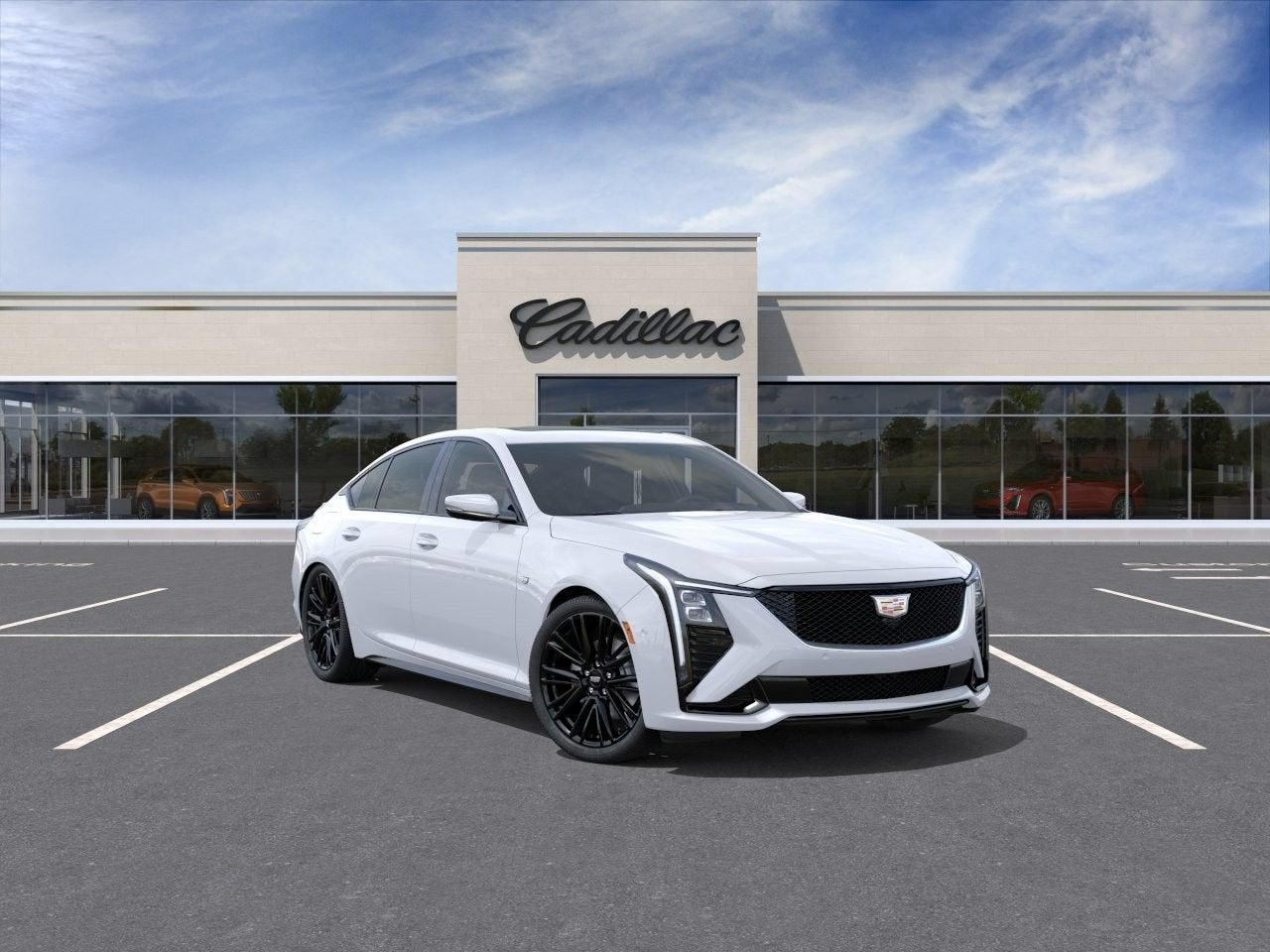 2026 Cadillac CT5 Sport in Vibrant White Tricoat — front three-quarter view
