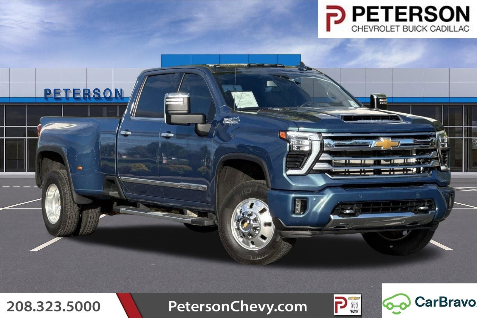 2024 Chevrolet Silverado 3500 HD High Country DRW in Lakeshore Blue Metallic — front three-quarter view