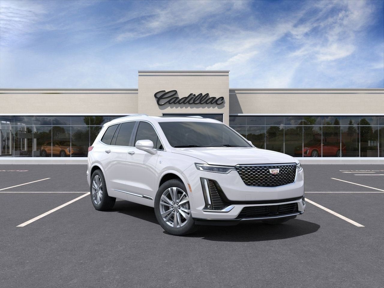 2025 Cadillac XT6 Premium Luxury in Crystal White Tricoat — front three-quarter view